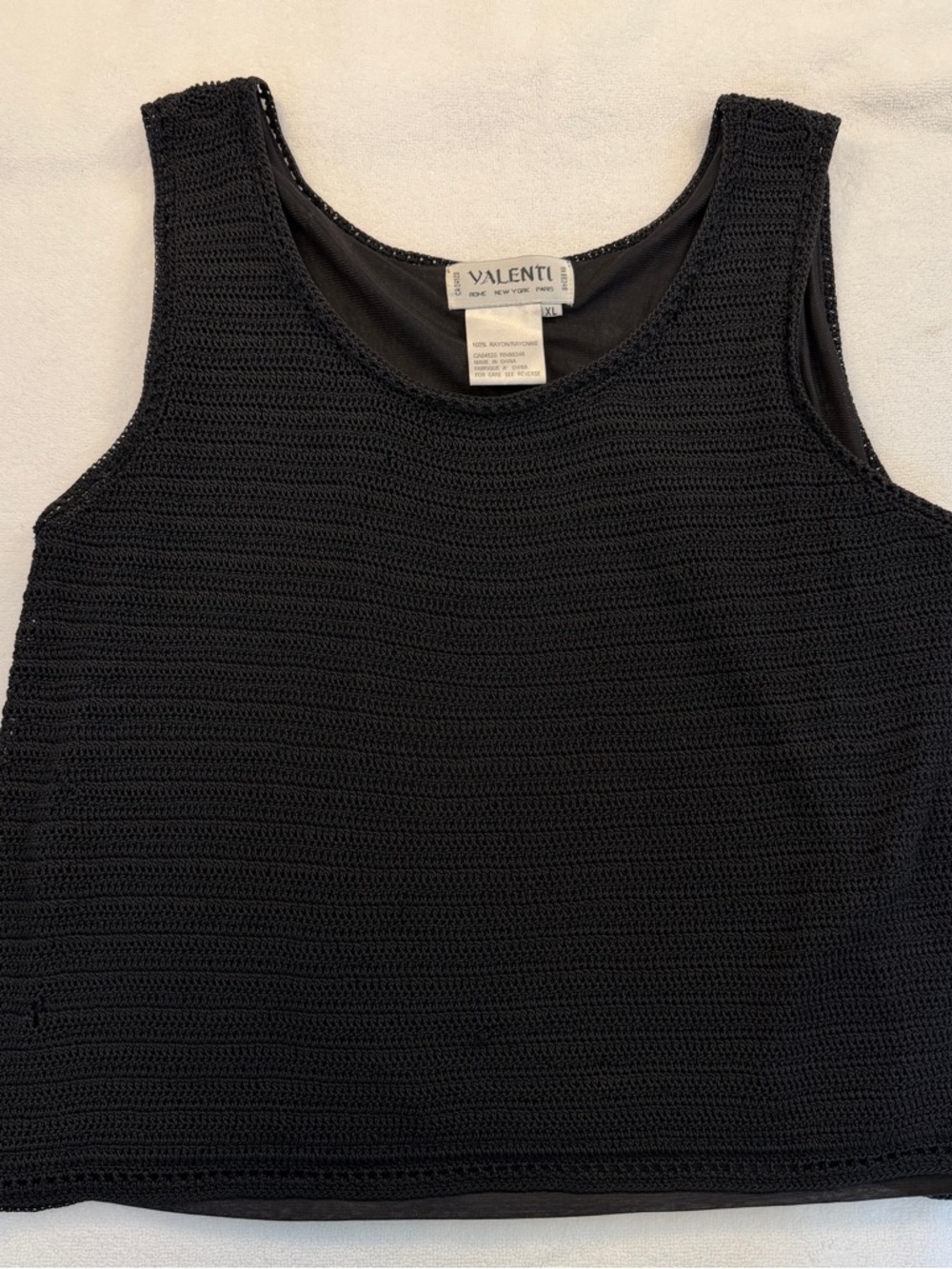 Black Crocheted Sweater Tank Top Minimalist Lined Sleeveless Y2K